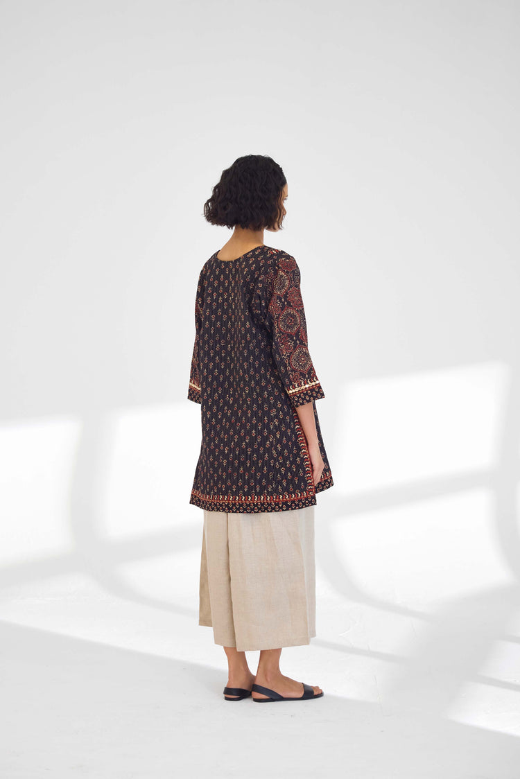 Rozana Kurti Black Maroon (9926575849771)