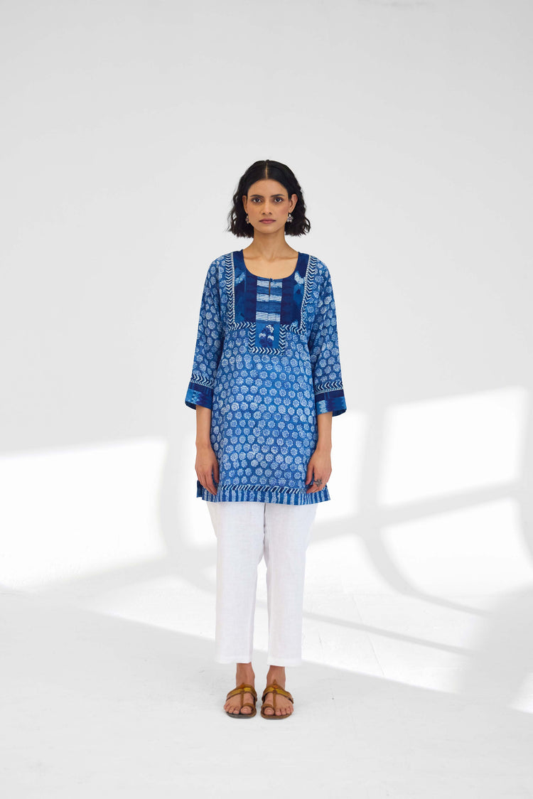 Rozana Kurti Blue Off White (9926586007851)