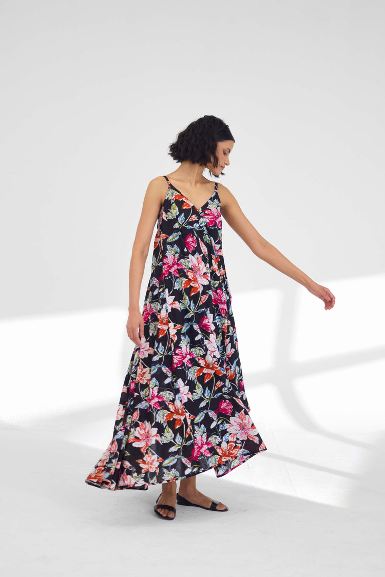 Flowy Dress Black Pink (9926526992683)