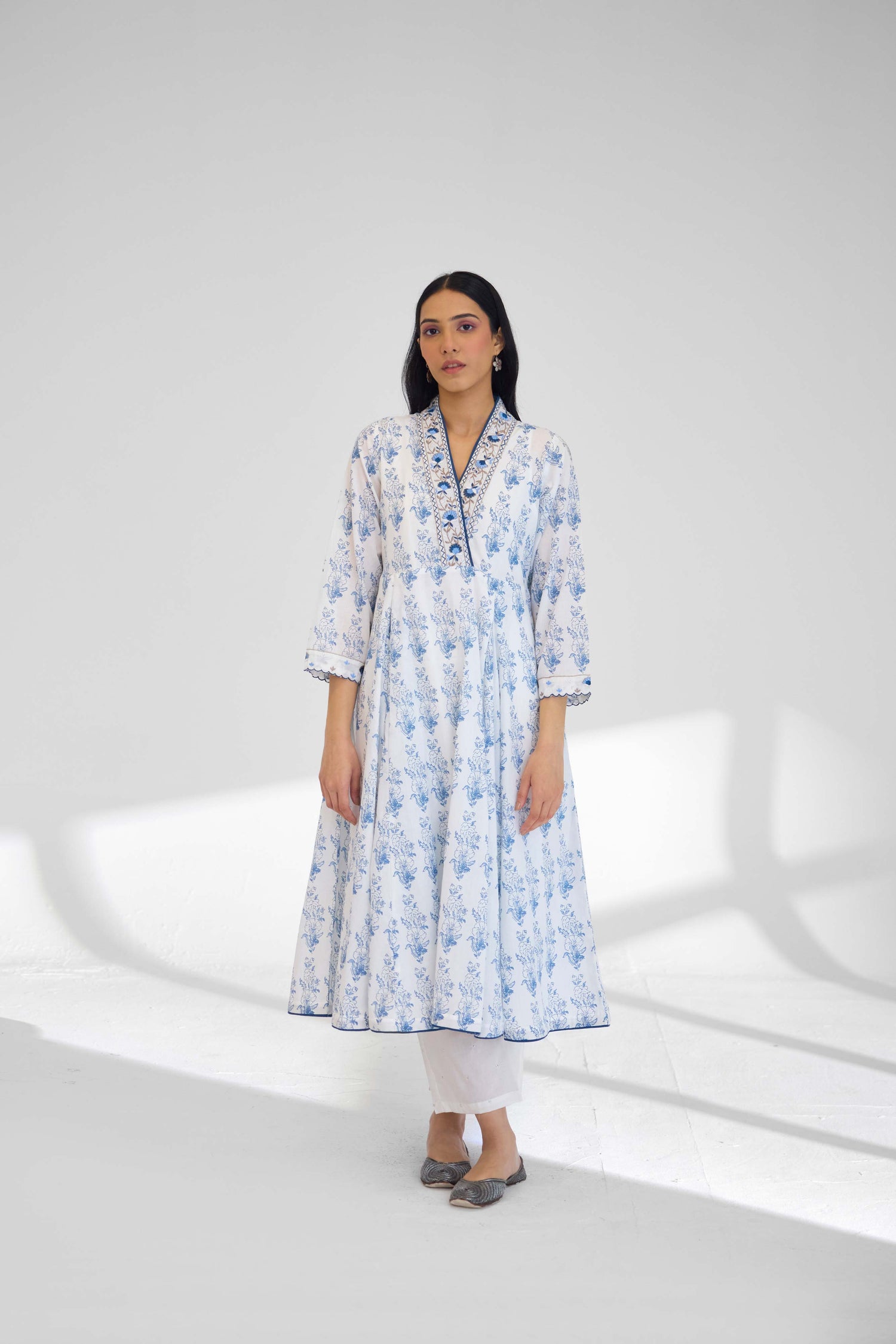 Vintage Kurta White Blue (9926465257771)