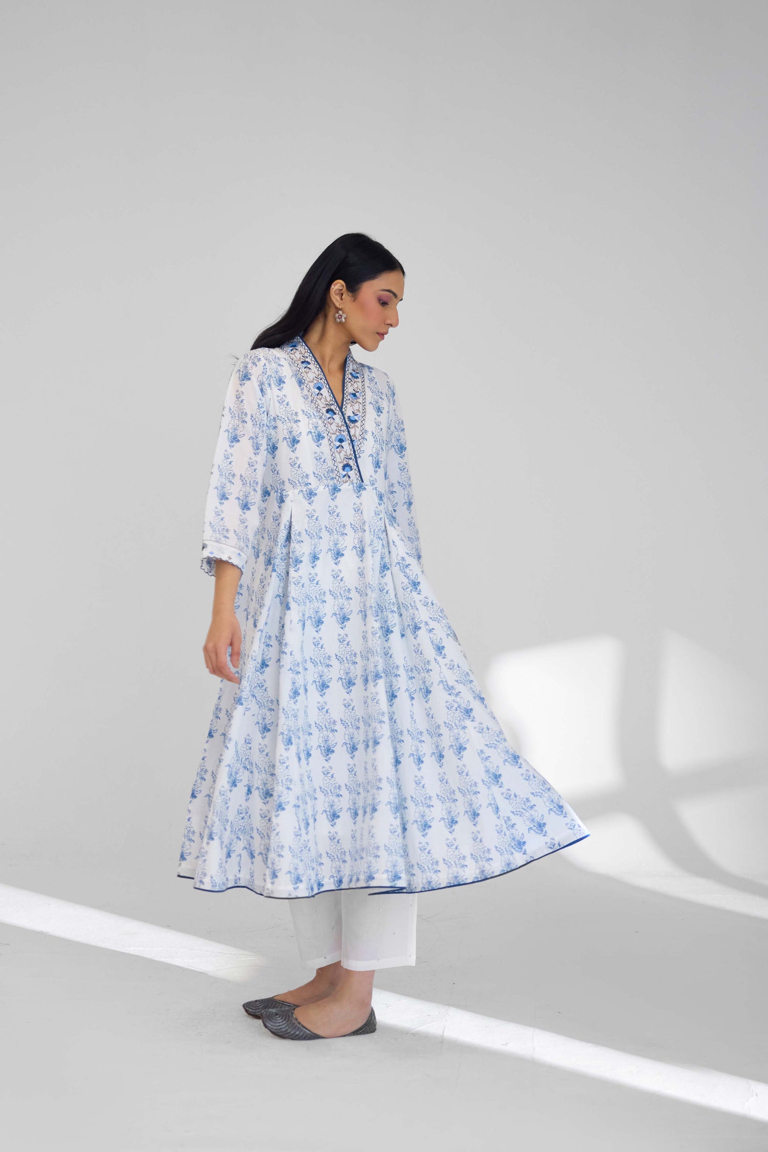 Vintage Kurta White Blue (9926465257771)