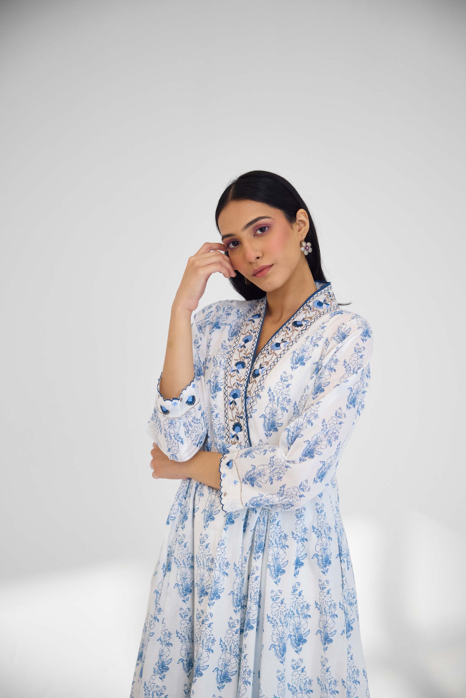 Vintage Kurta White Blue (9926465257771)