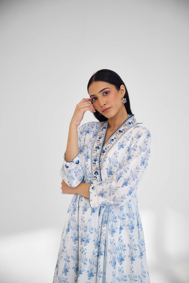 Vintage Kurta White Blue (9926465257771)