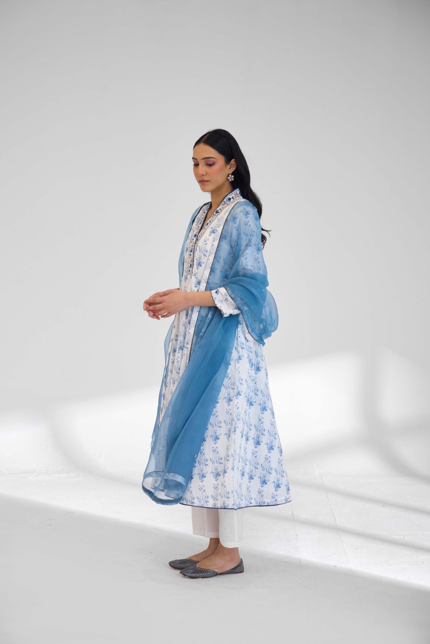 Vintage Kurta White Blue (9926465257771)