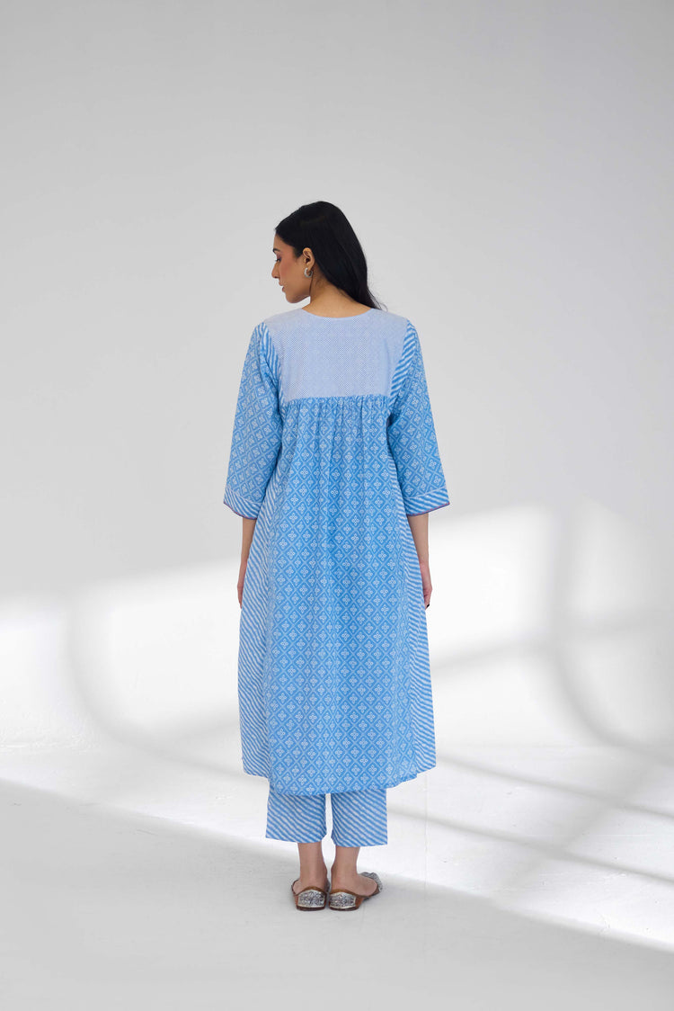 Meera Kurta Light Blue White (9926169887019)