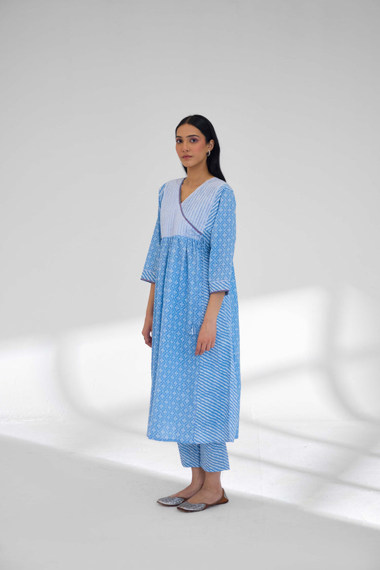 Meera Kurta Light Blue White (9926169887019)