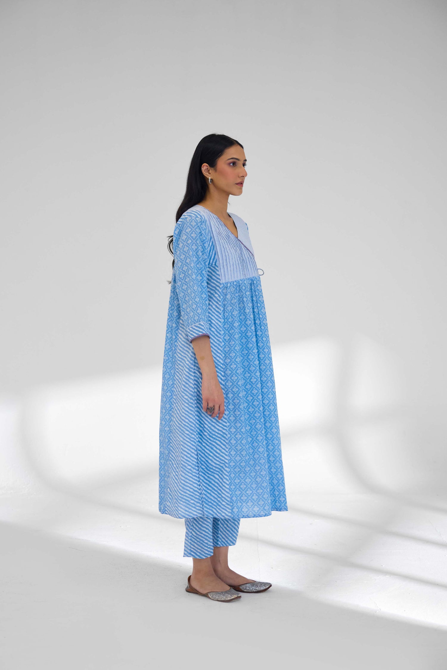 Meera Kurta Light Blue White (9926169887019)