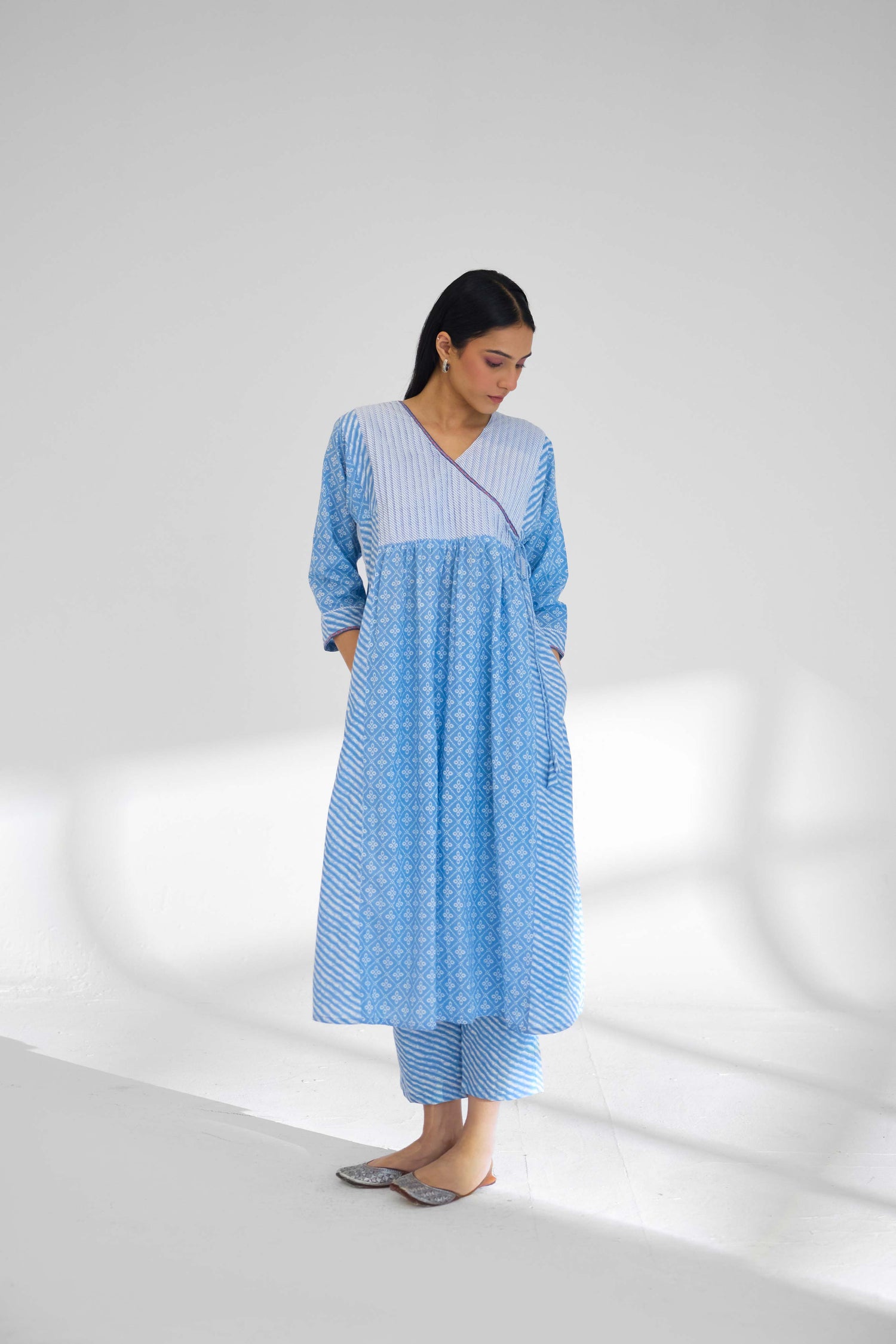 Meera Kurta Light Blue White (9926169887019)