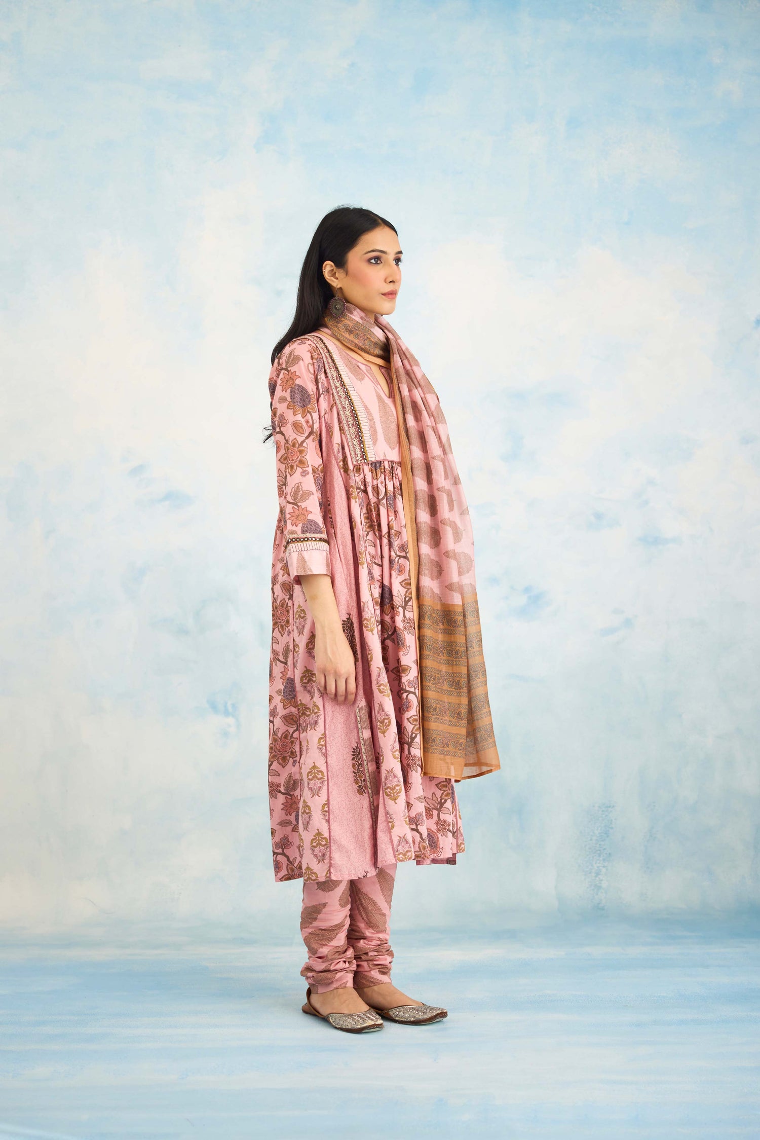 Rozana Chanderi Mul Dupatta Pink (9926359744811)