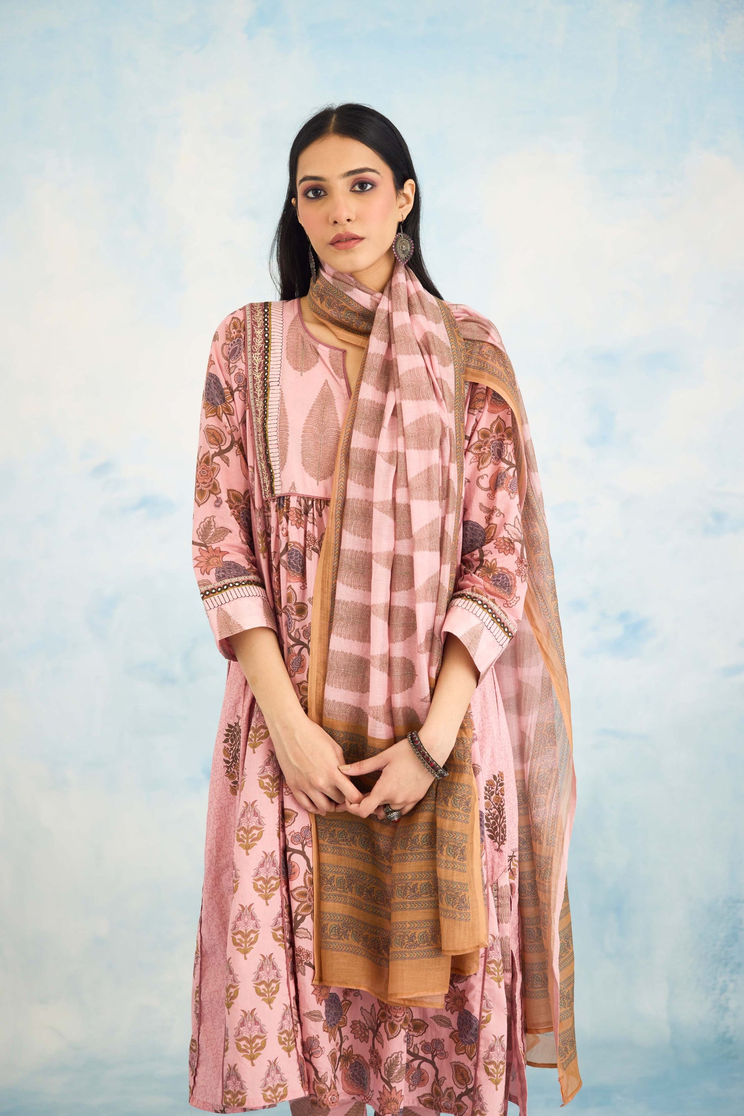 Rozana Chanderi Mul Dupatta Pink (9926359744811)