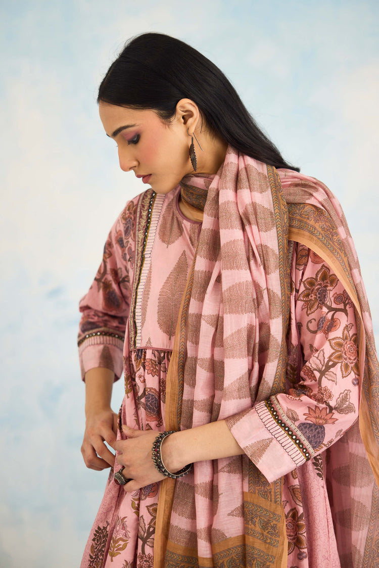 Rozana Chanderi Mul Dupatta Pink (9926359744811)