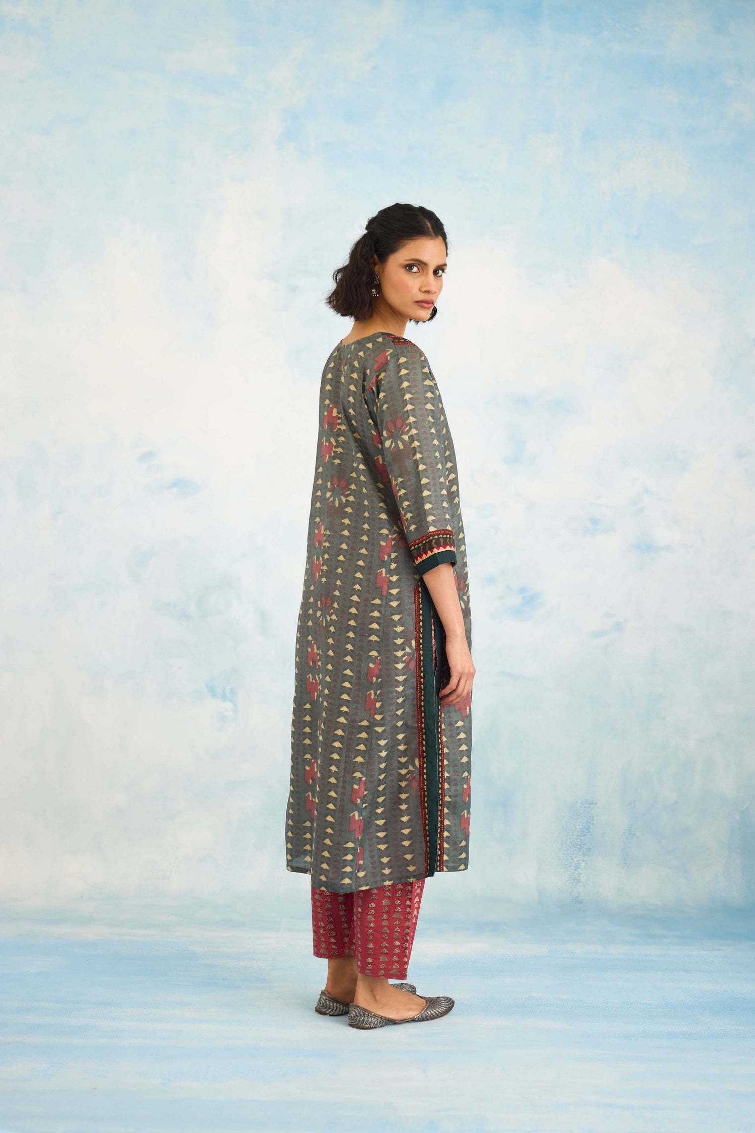 Rozana Kurta Teal Beige (9926250791211)