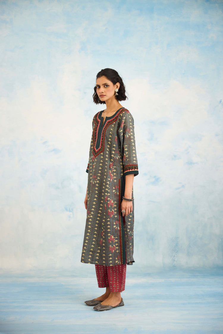 Rozana Kurta Teal Beige (9926250791211)