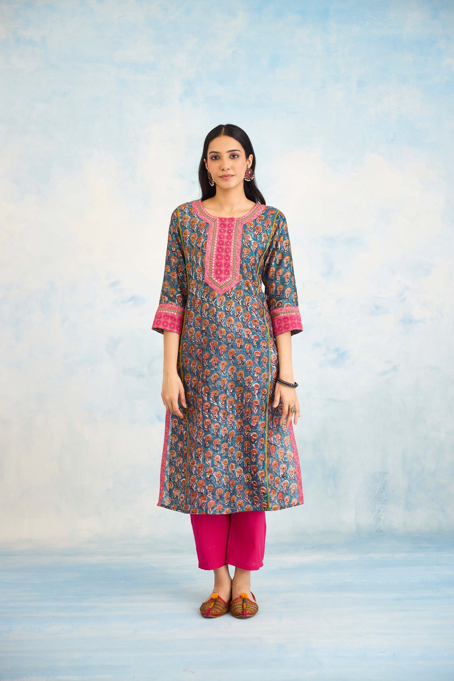 Rozana Kurta Blue Pink (9926134399275)