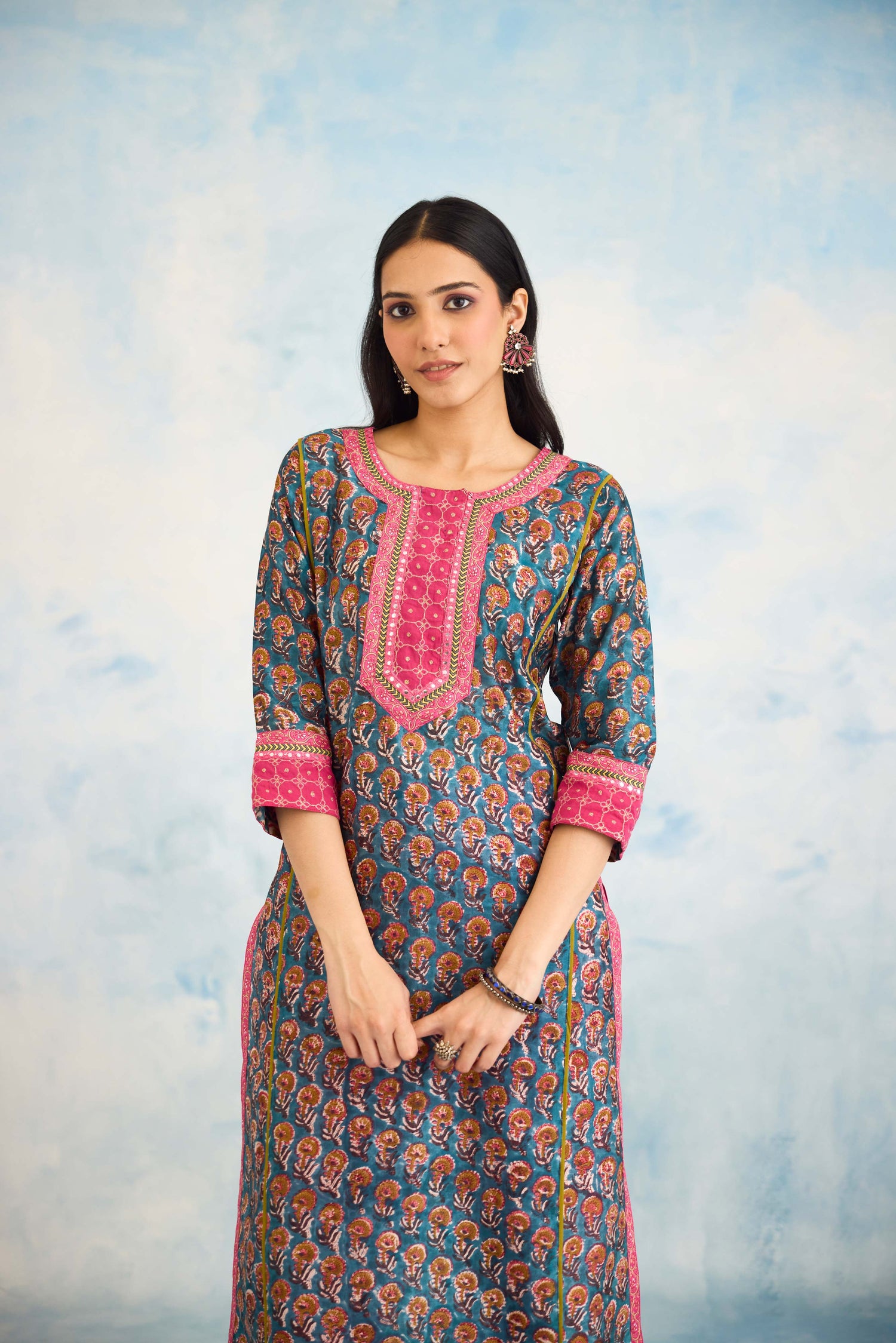 Rozana Kurta Blue Pink (9926134399275)