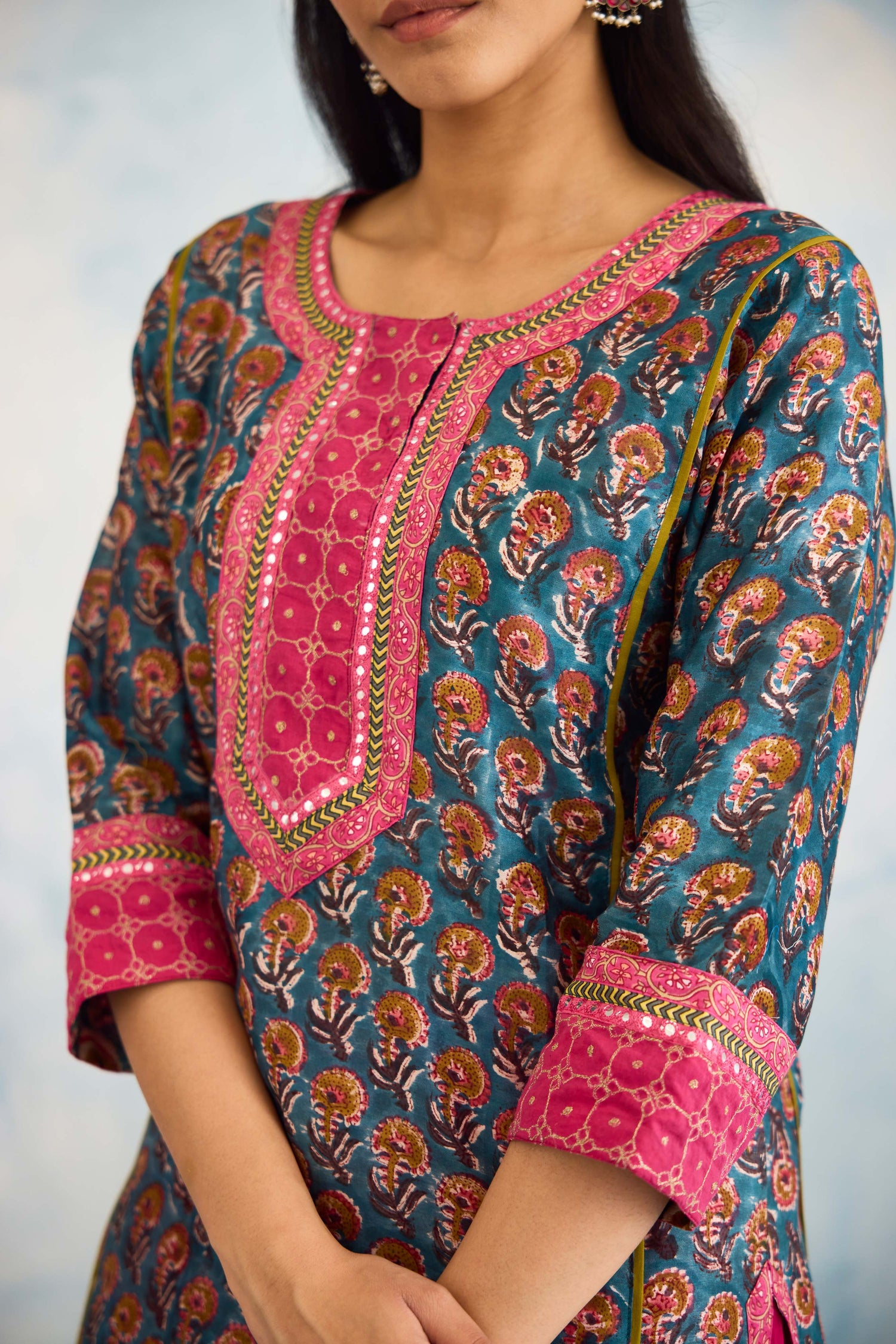 Rozana Kurta Blue Pink (9926134399275)