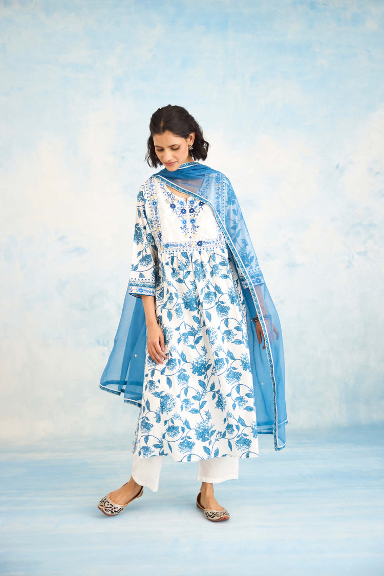 Meera Kurta White Blue (9925481726251)