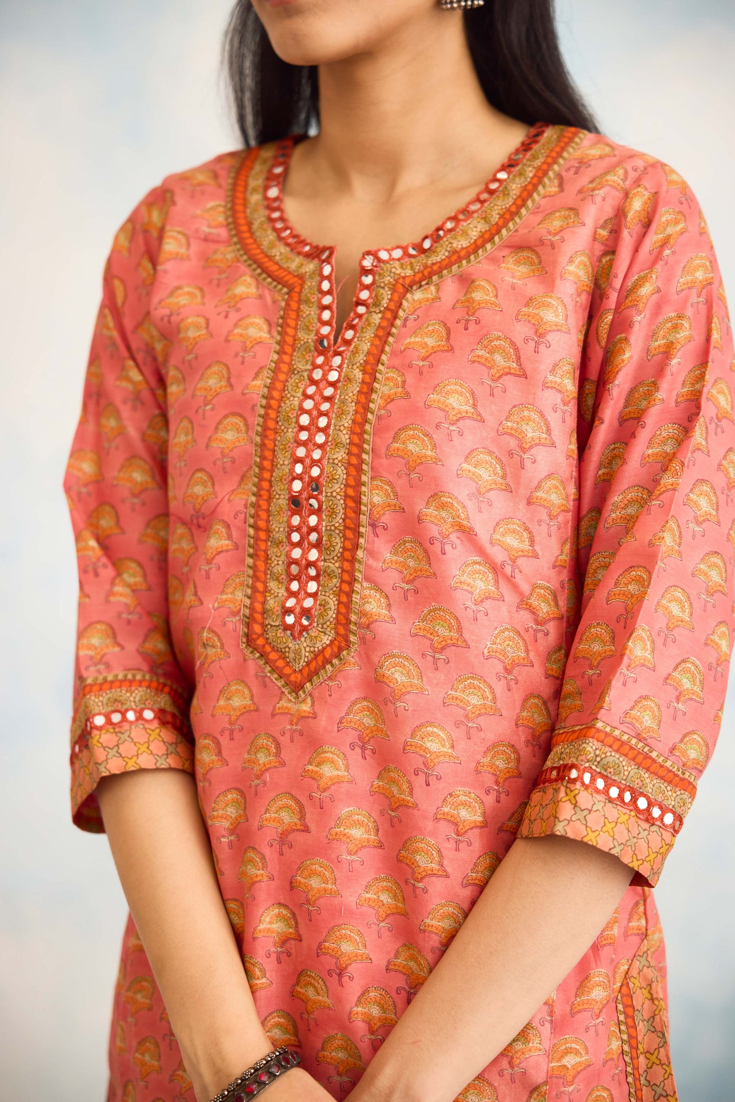 Rozana Kurta Peach Orange (9925210898731)