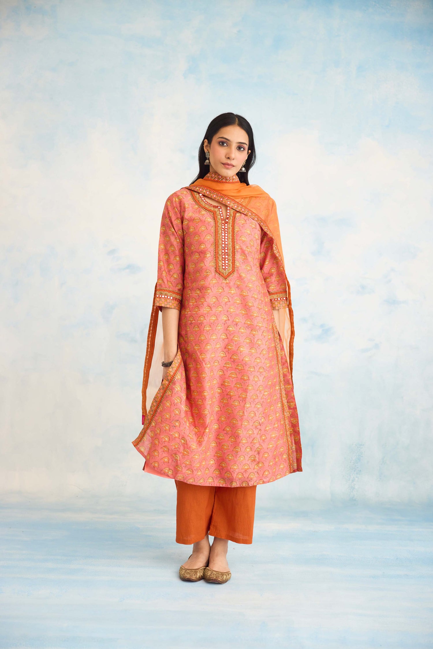 Rozana Kurta Peach Orange (9925210898731)