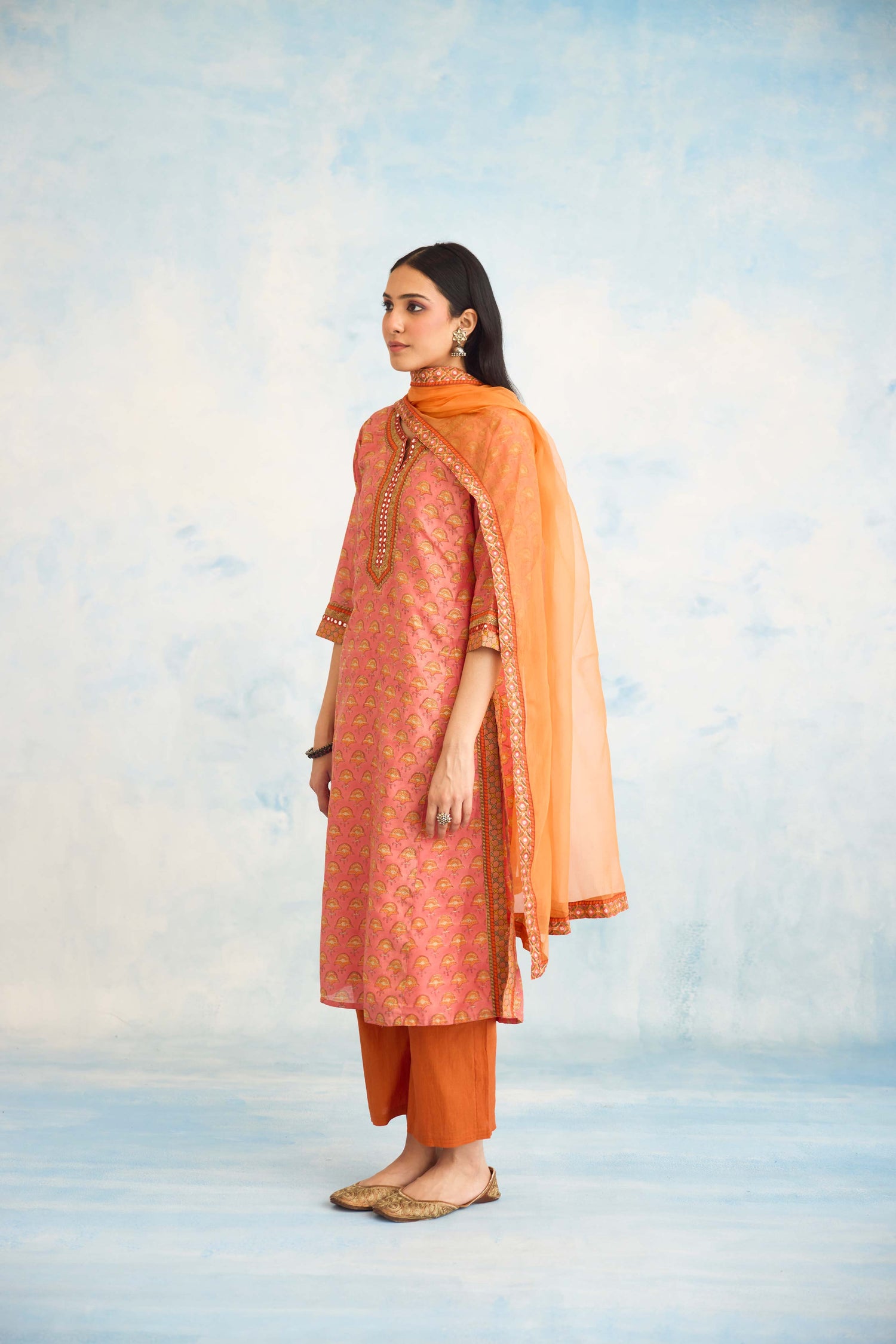 Rozana Kurta Peach Orange (9925210898731)