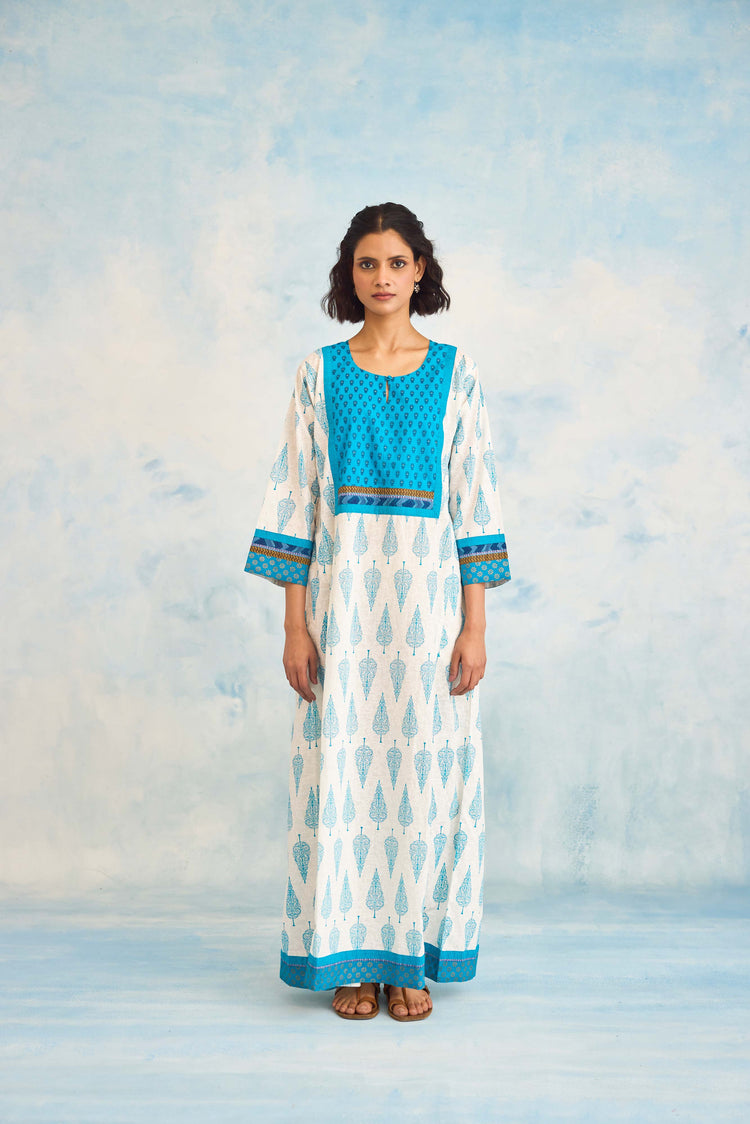 Rozana Caftan Cream Blue (9926597574955)