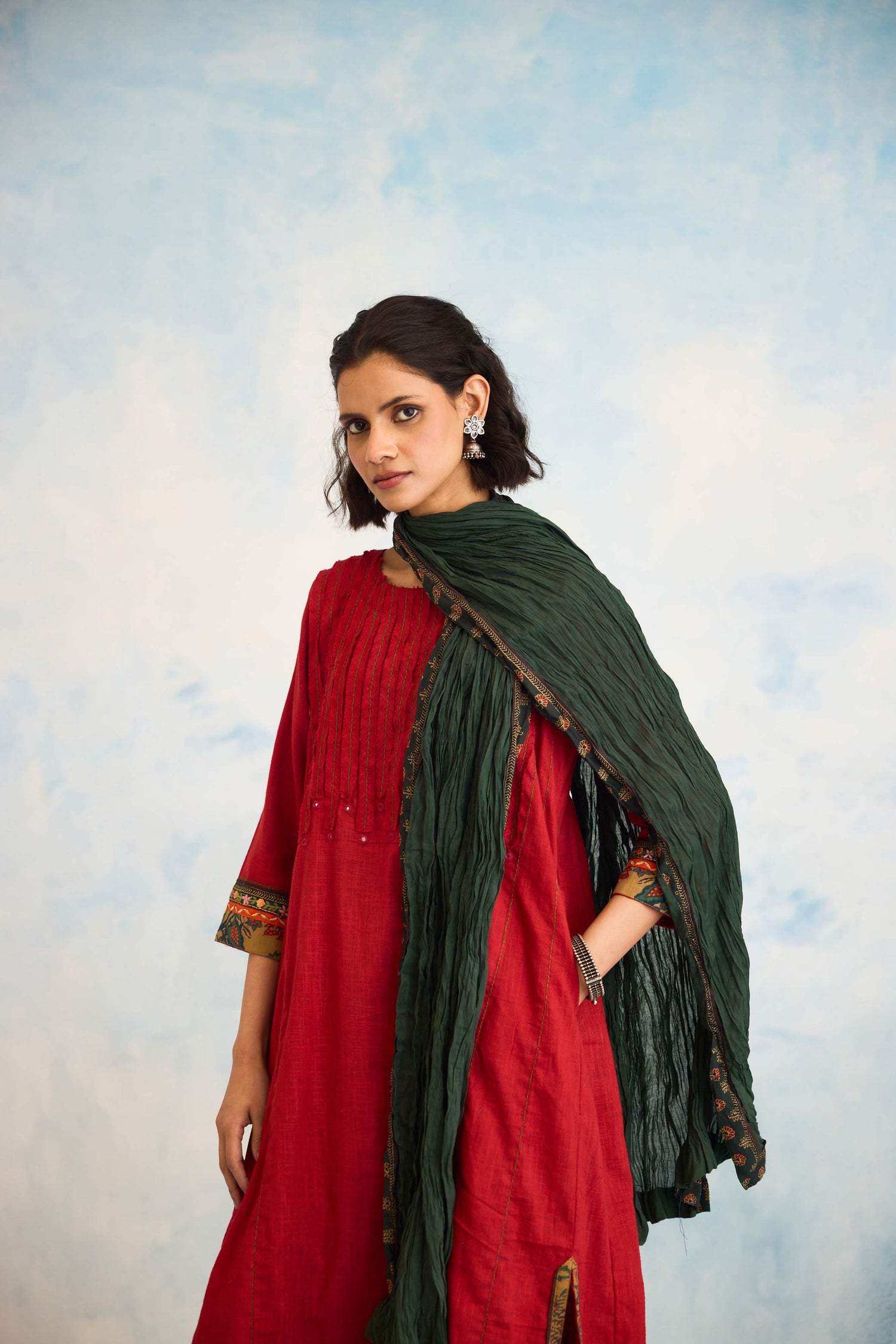 Rozana Dupatta Green (9925541298475)