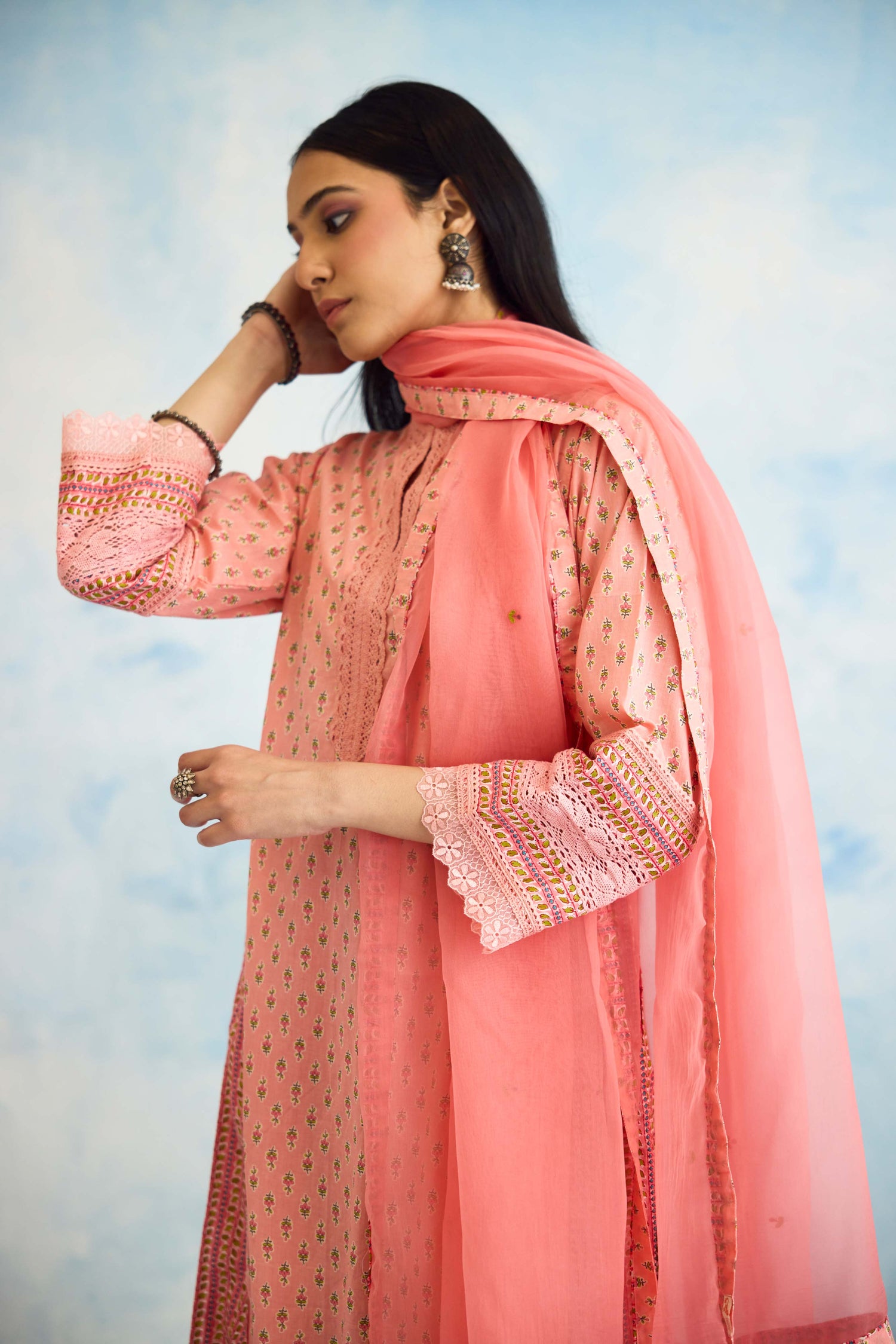 Tulsi  Dupatta Light Peach (9926460014891)