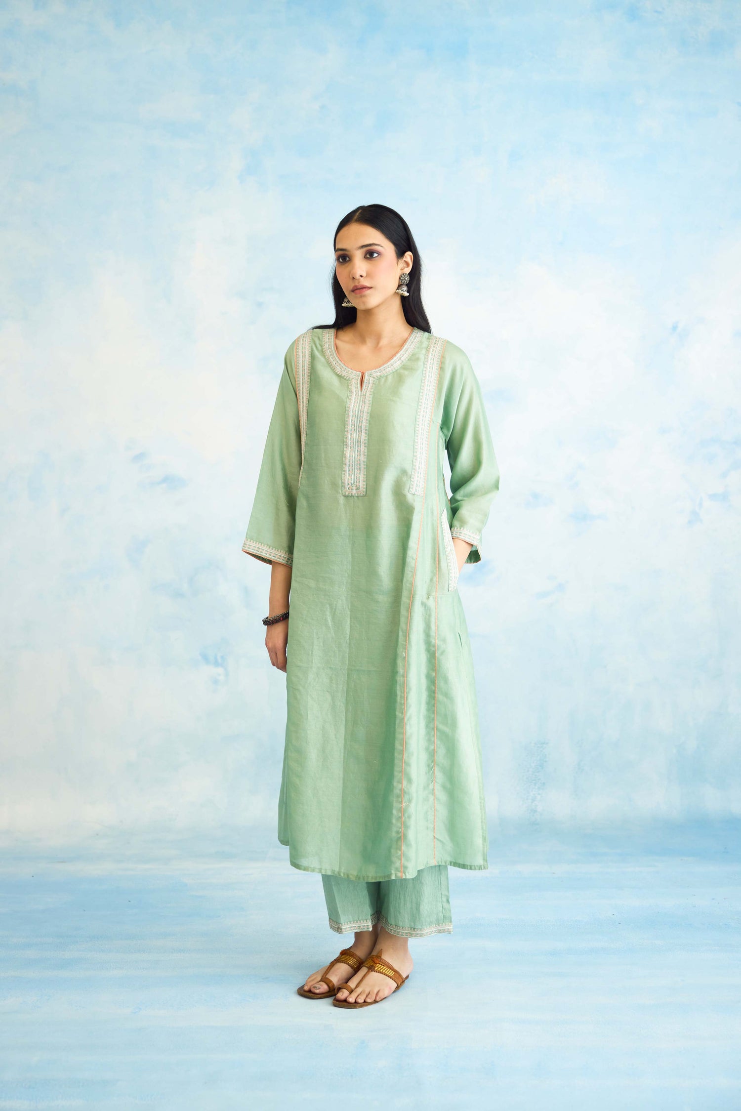 Tulsi Kurta Powder Green (9926450151723)