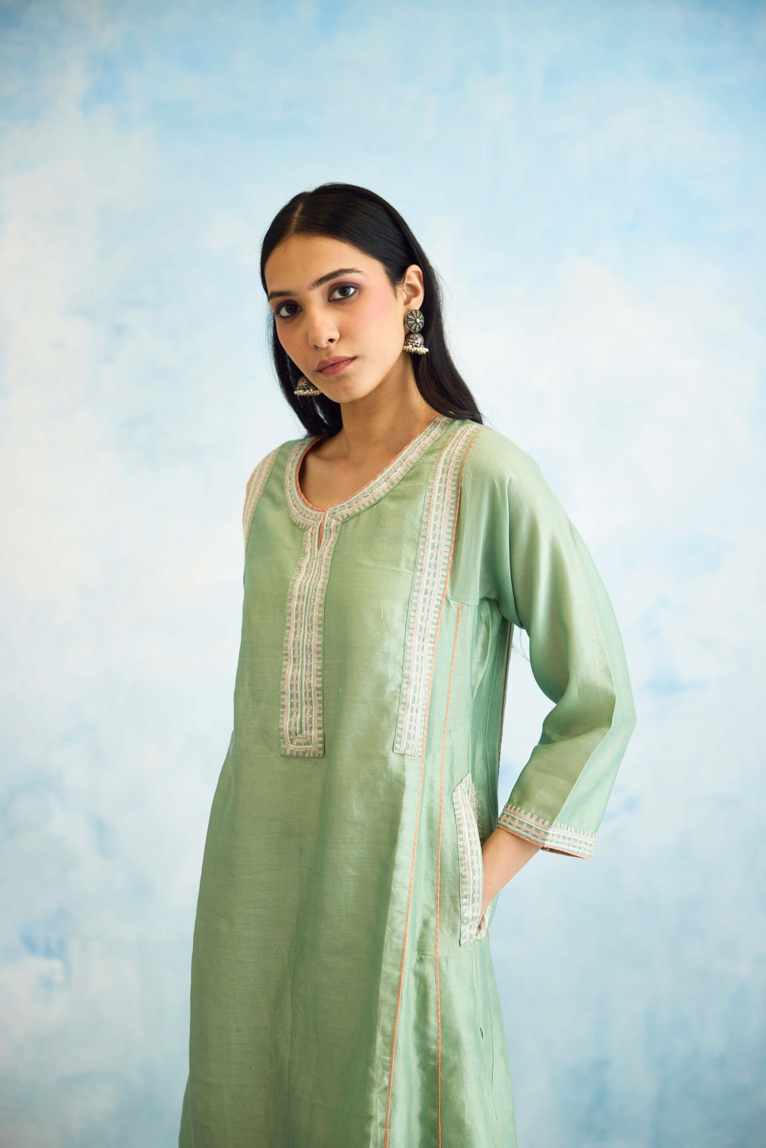 Tulsi Kurta Powder Green (9926450151723)