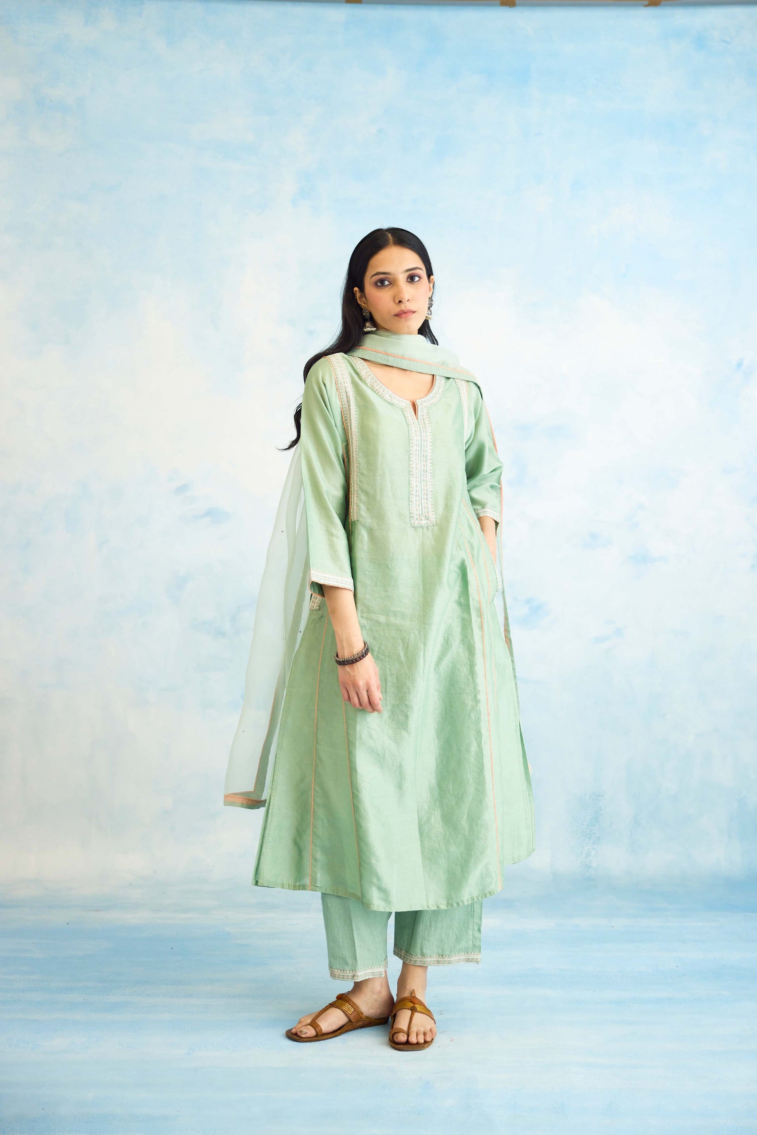 Tulsi Kurta Powder Green (9926450151723)