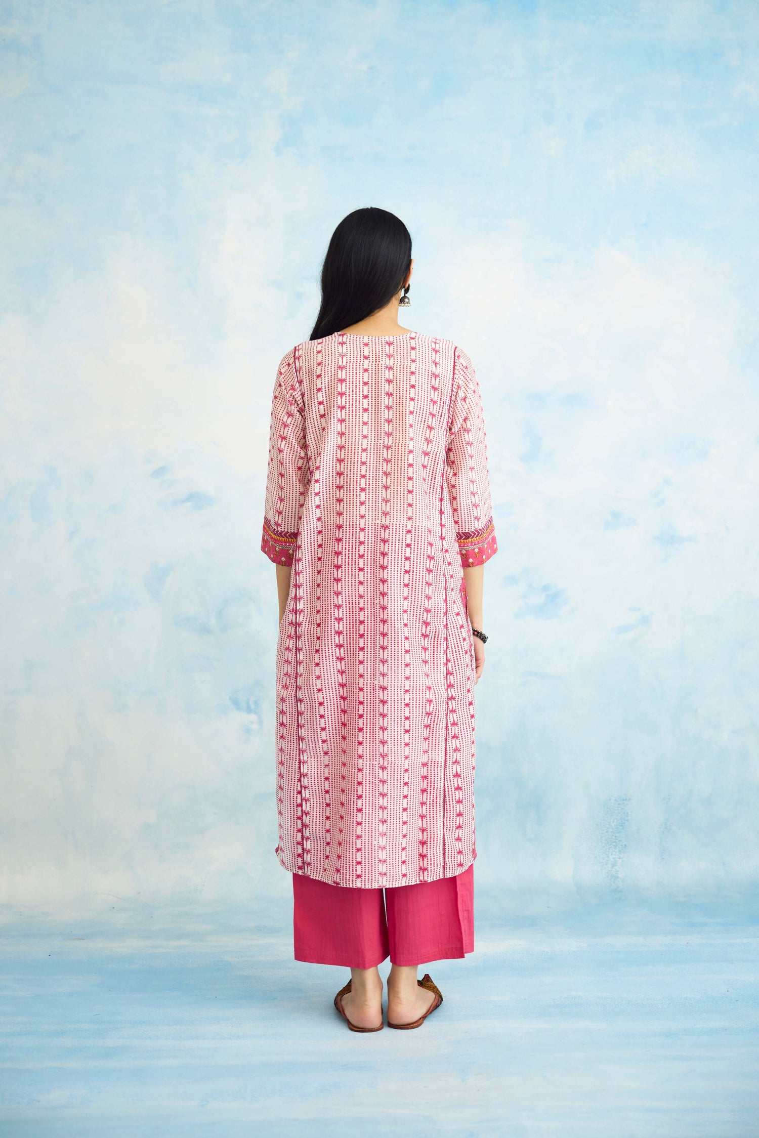 Rozana Kurta White Pink (9925495292203)