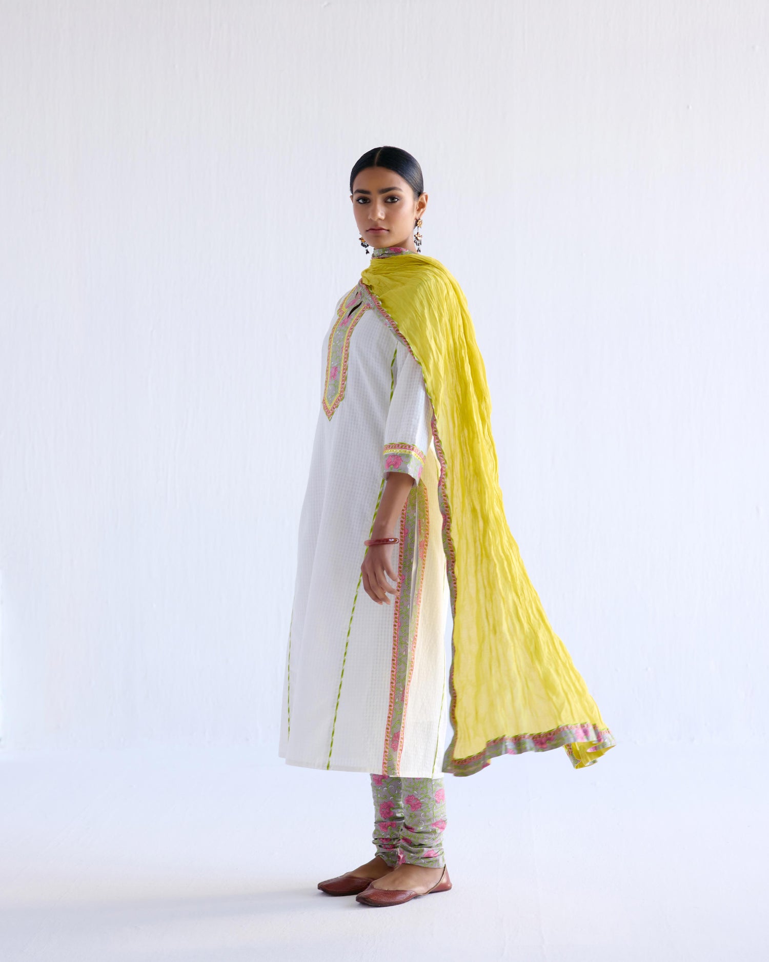 Rozana Cotton Crinkled Dupatta Yellow (9143195205931)