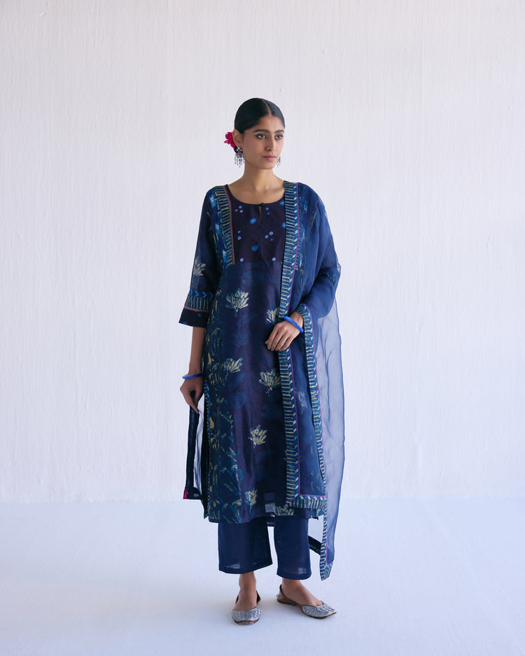 Rozana Chiffon Dupatta Indigo (9098542285099)