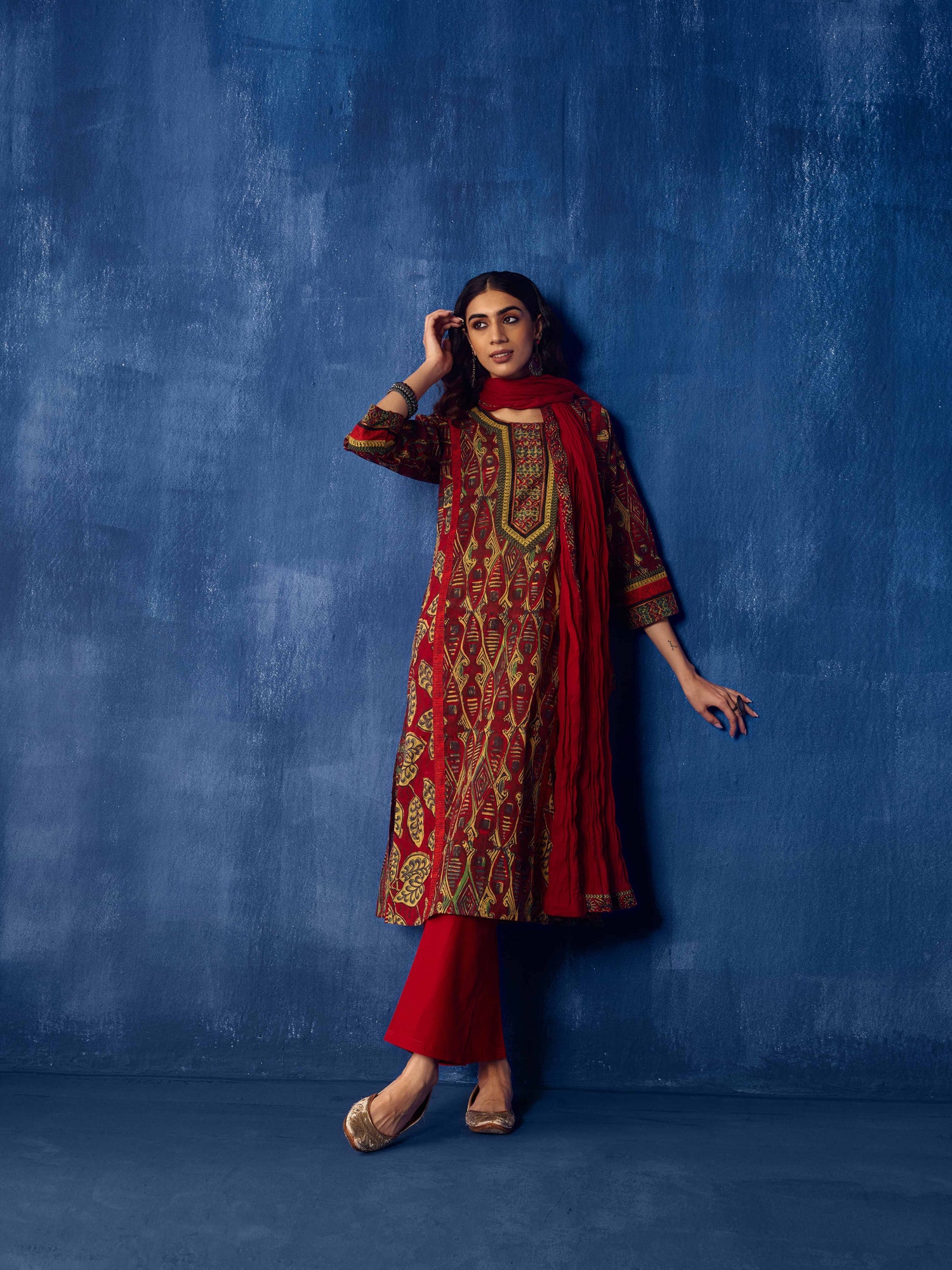 Choga Kurta Red Green (8918988587307)