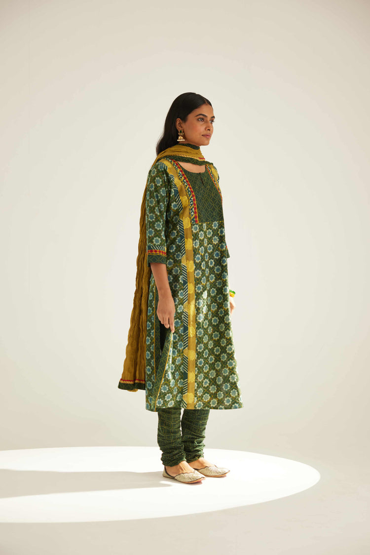 Rozana Cotton Crinkled Dupatta Olive Green (8569630785835)