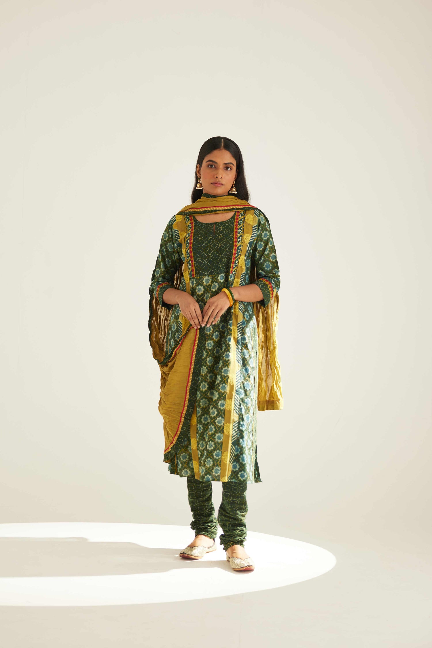 Rozana Cotton Crinkled Dupatta Olive Green (8569630785835)