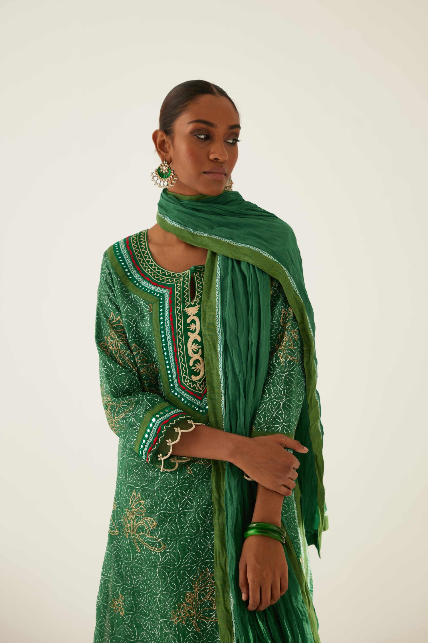 Rozana Cotton Crinkled Dupatta Green (8569656344875)