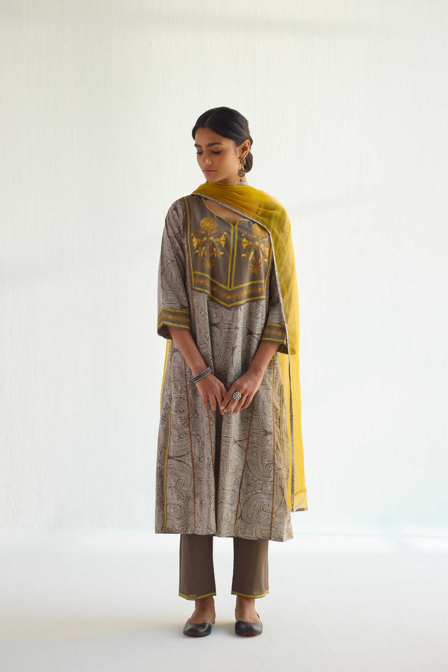 Maitri Kurta Grey Mustard (9415058030891)