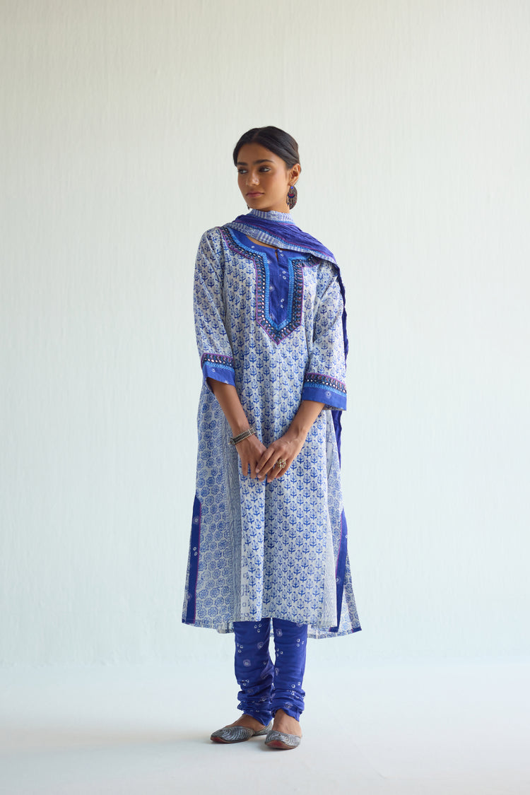 Choga Kurta White Blue (9419324784939)