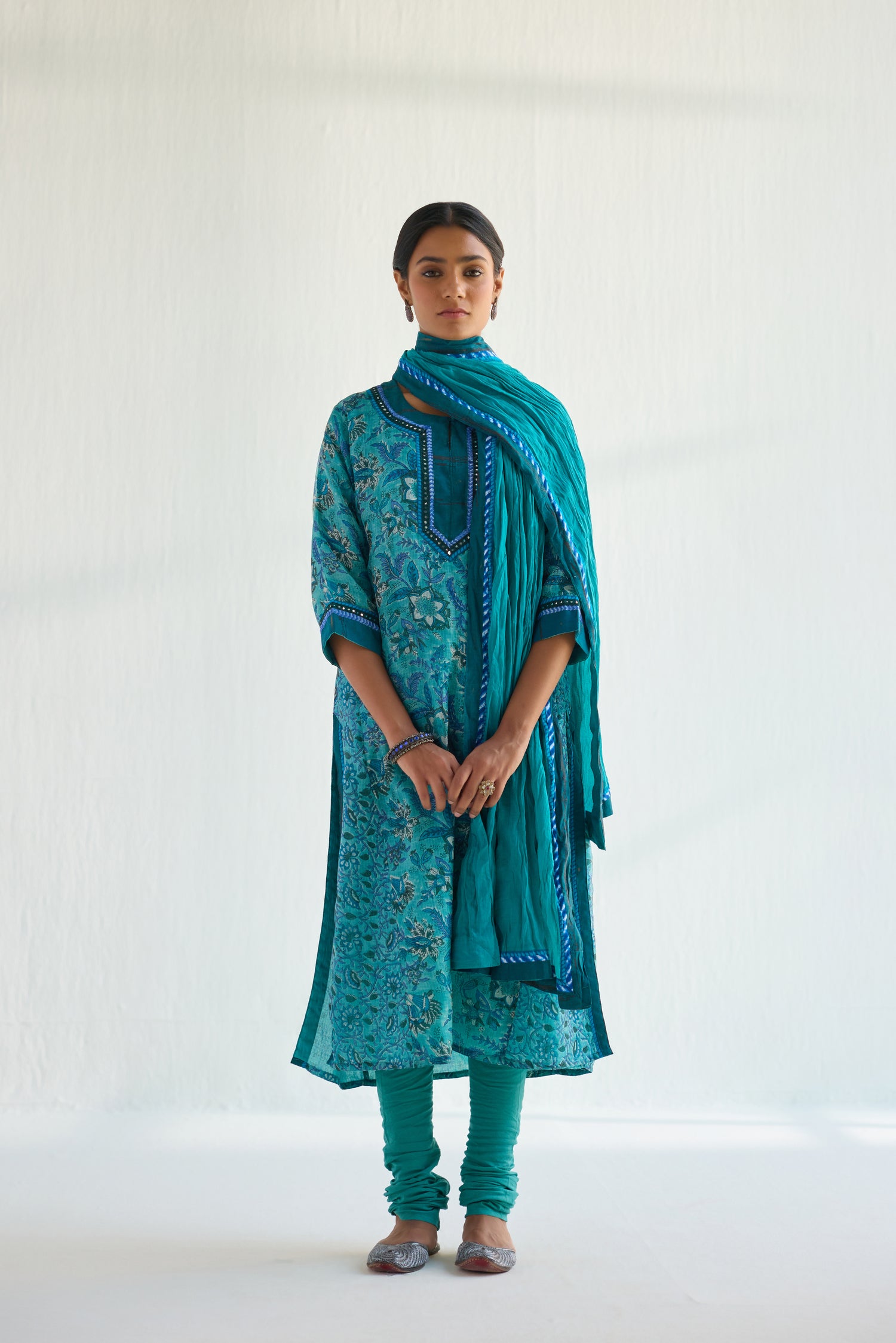 Rozana Churidar Turquoise Blue (9419306959147)