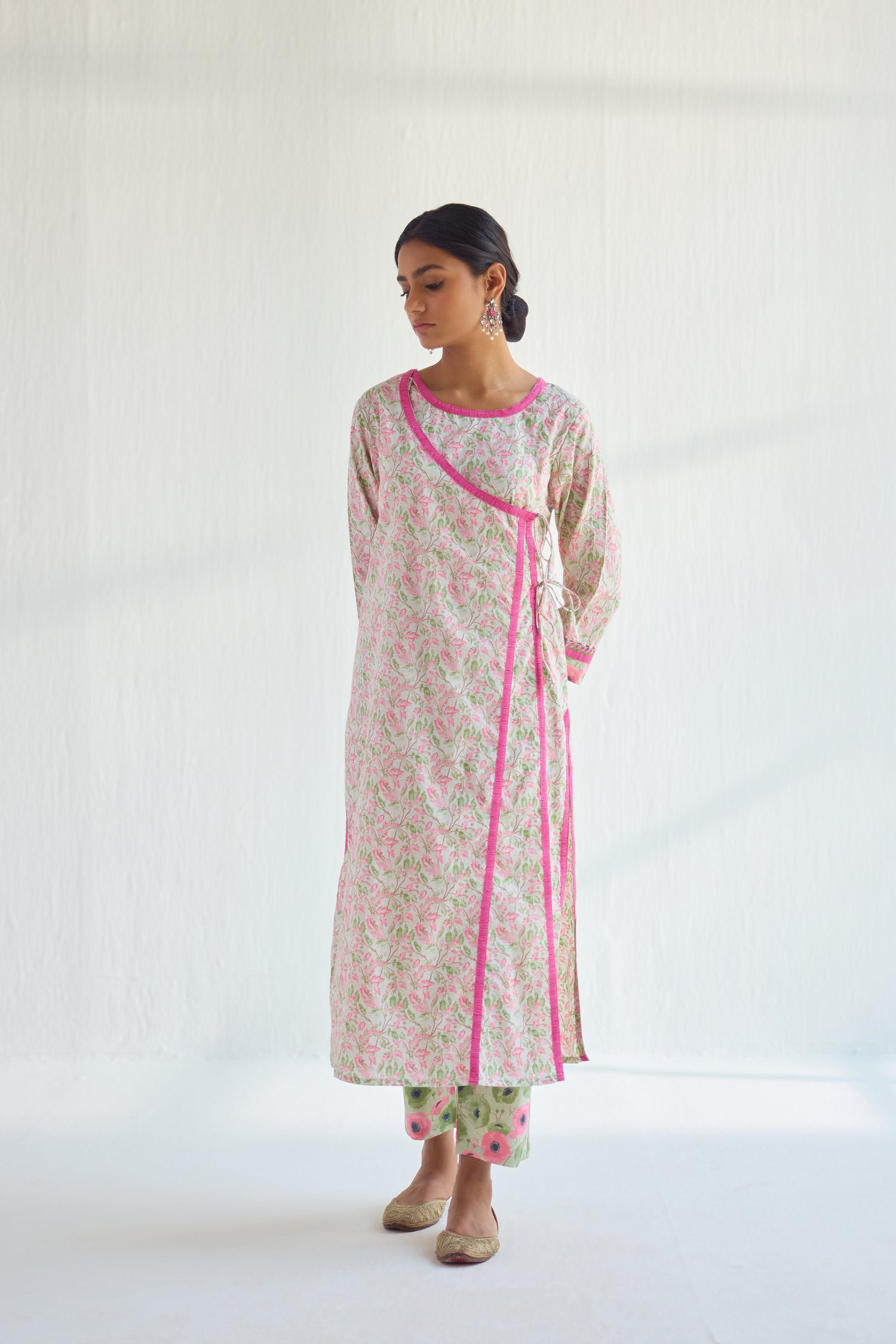 Angrakha Kurta Cream Pink (9418346627371)