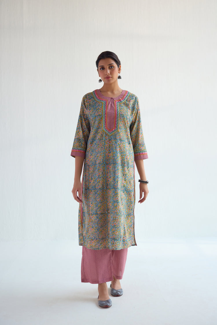 Rozana Kurta Blue Green (9478850707755)