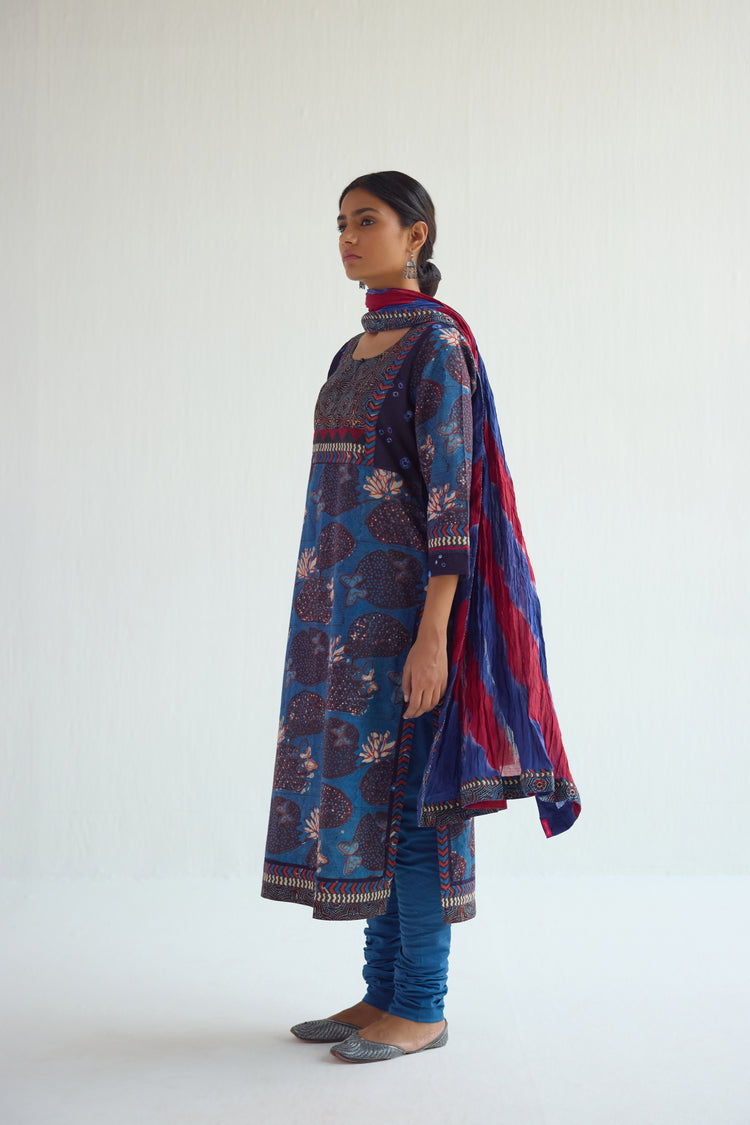 Rozana Dupatta Blue Maroon (9478790283563)