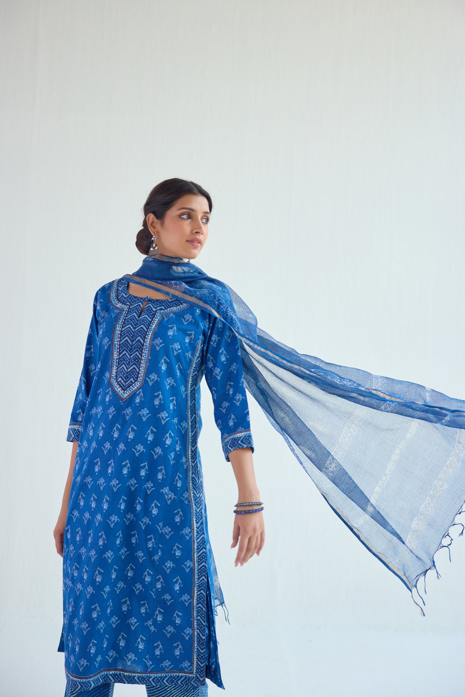 Kota Dupatta Indigo (9476937318699)