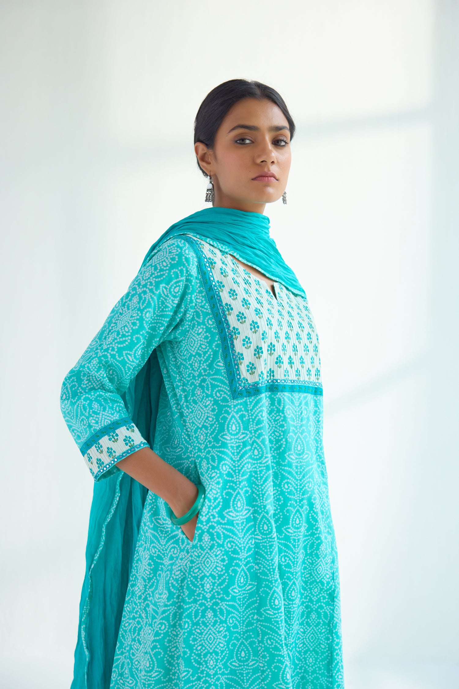 Baruni Cotton Dupatta Turquoise Green (9418040213803)