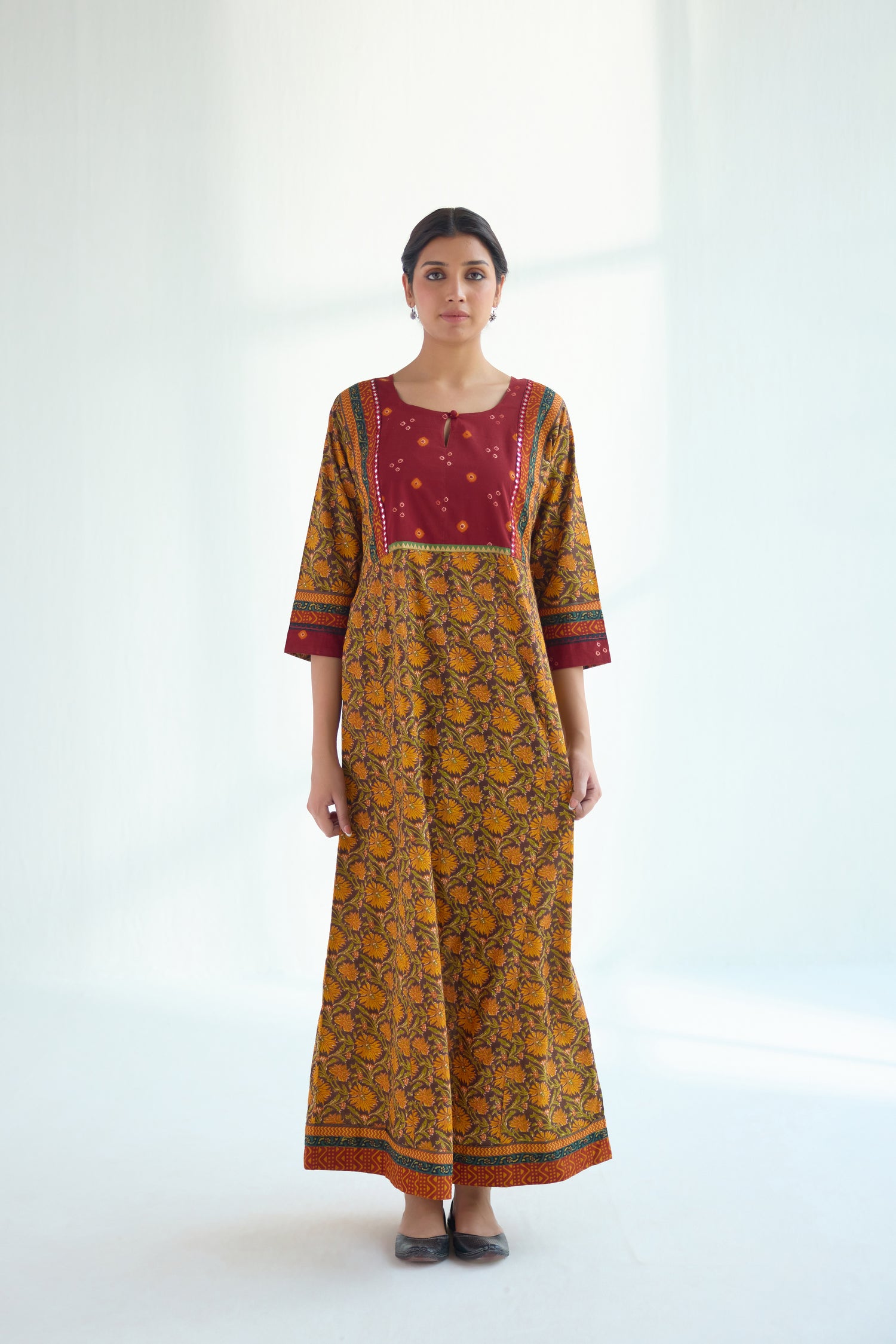 Yoke Caftan Brown Mustard (9423109390635)