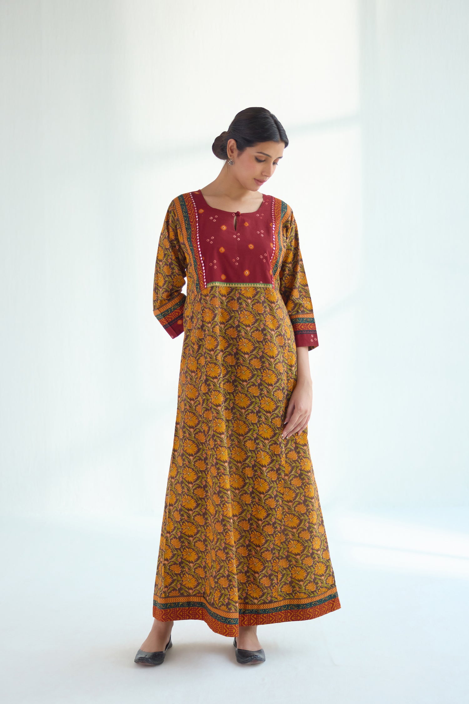 Yoke Caftan Brown Mustard (9423109390635)