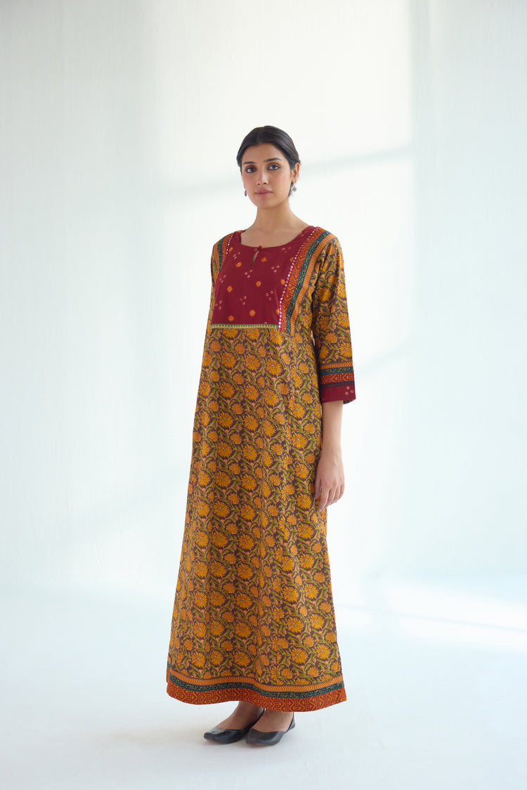 Yoke Caftan Brown Mustard (9423109390635)