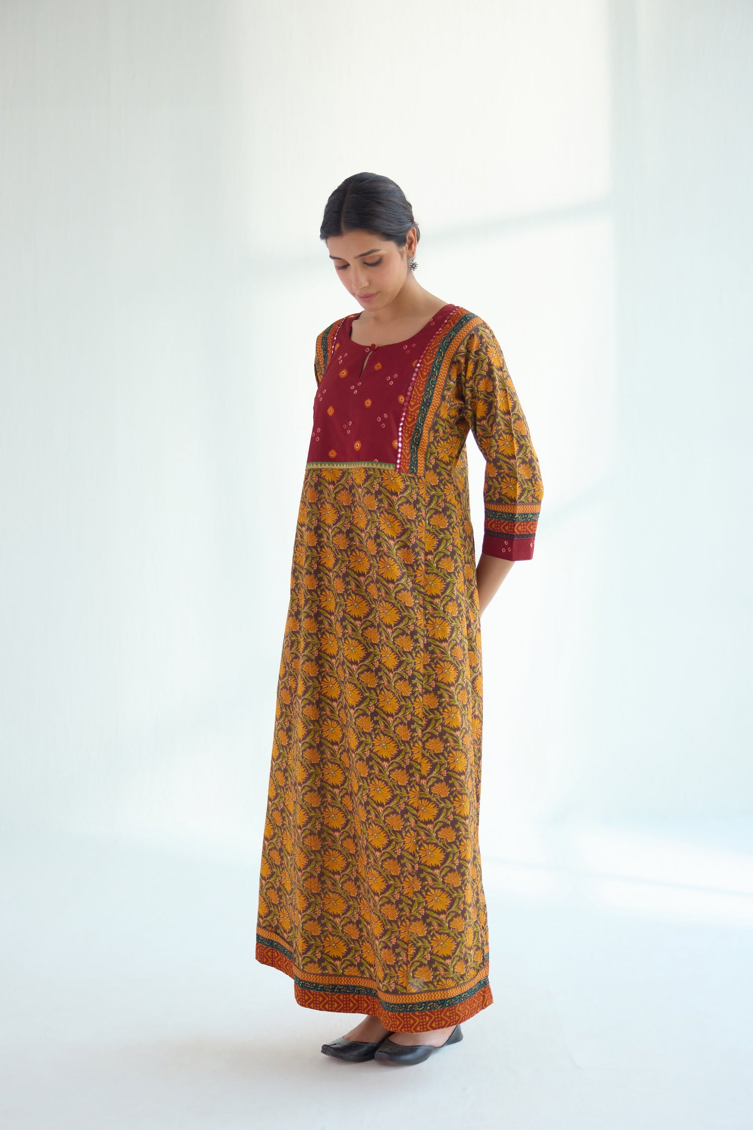 Yoke Caftan Brown Mustard (9423109390635)