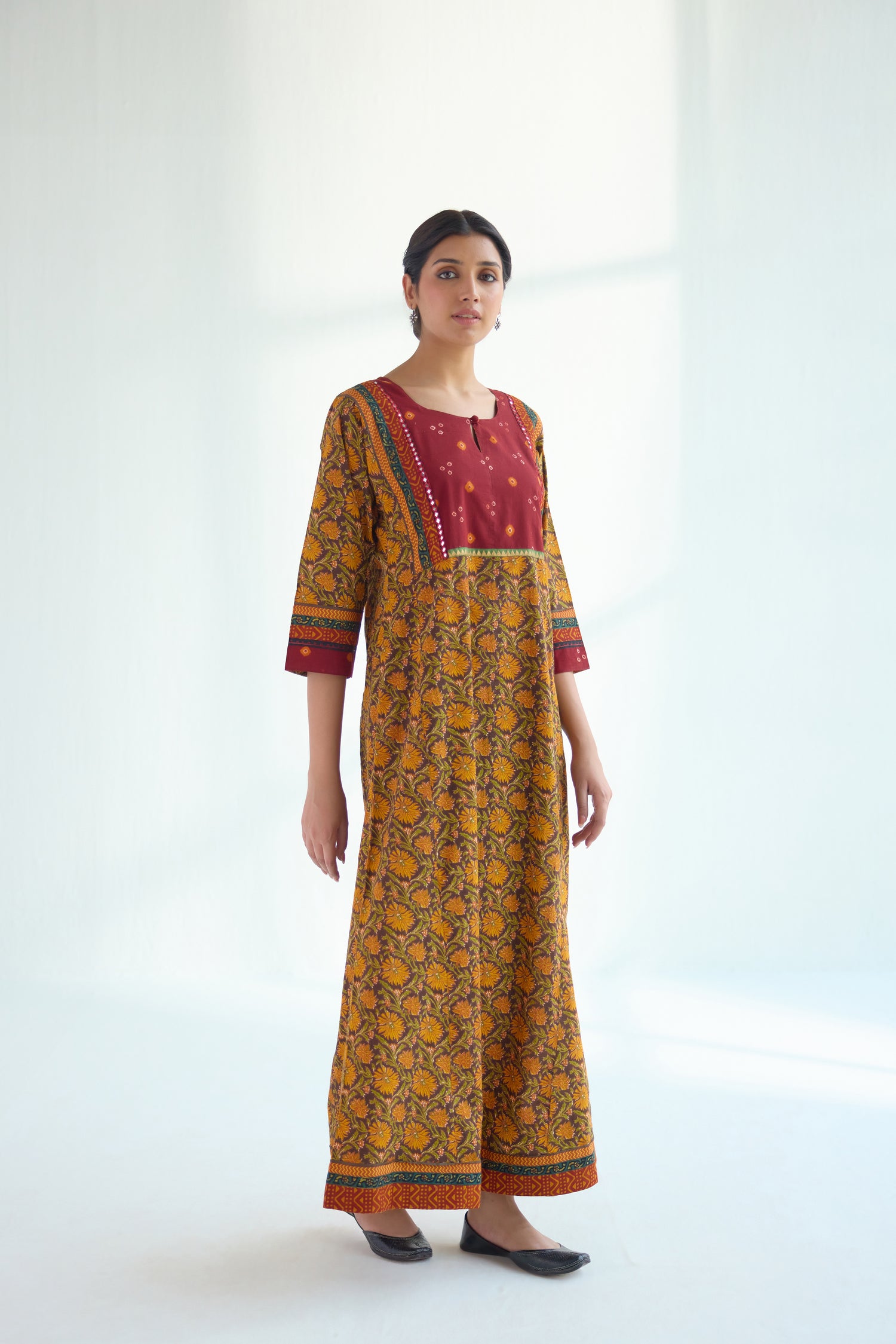 Yoke Caftan Brown Mustard (9423109390635)